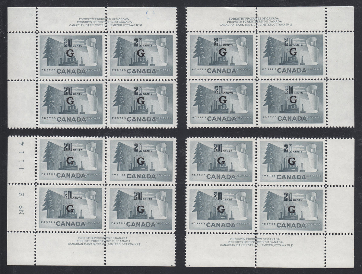 0379CA2104 - Canada O30 - Mint Plate Corner Blocks