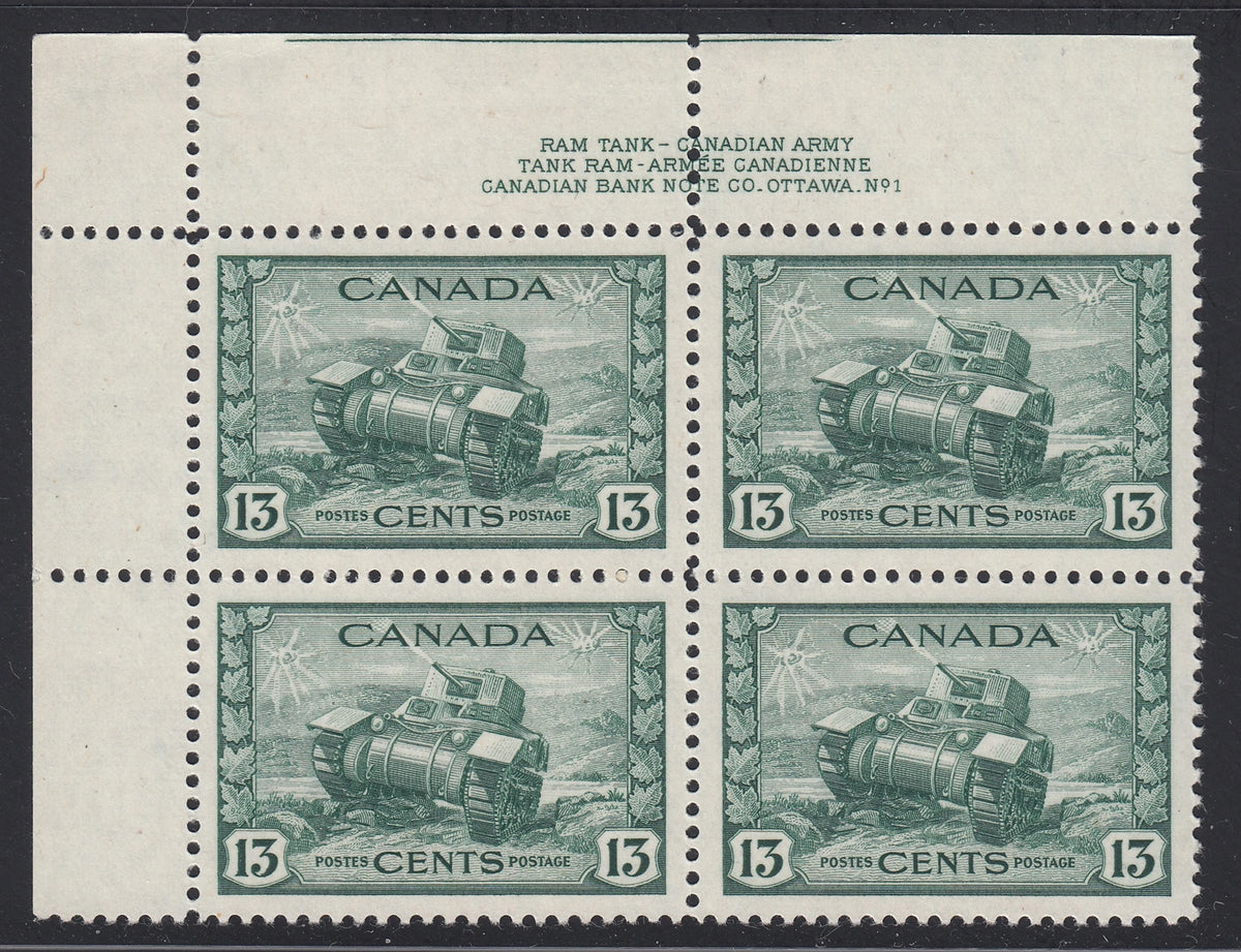 0258CA2104 - Canada #258 - Mint Plate Corner Block