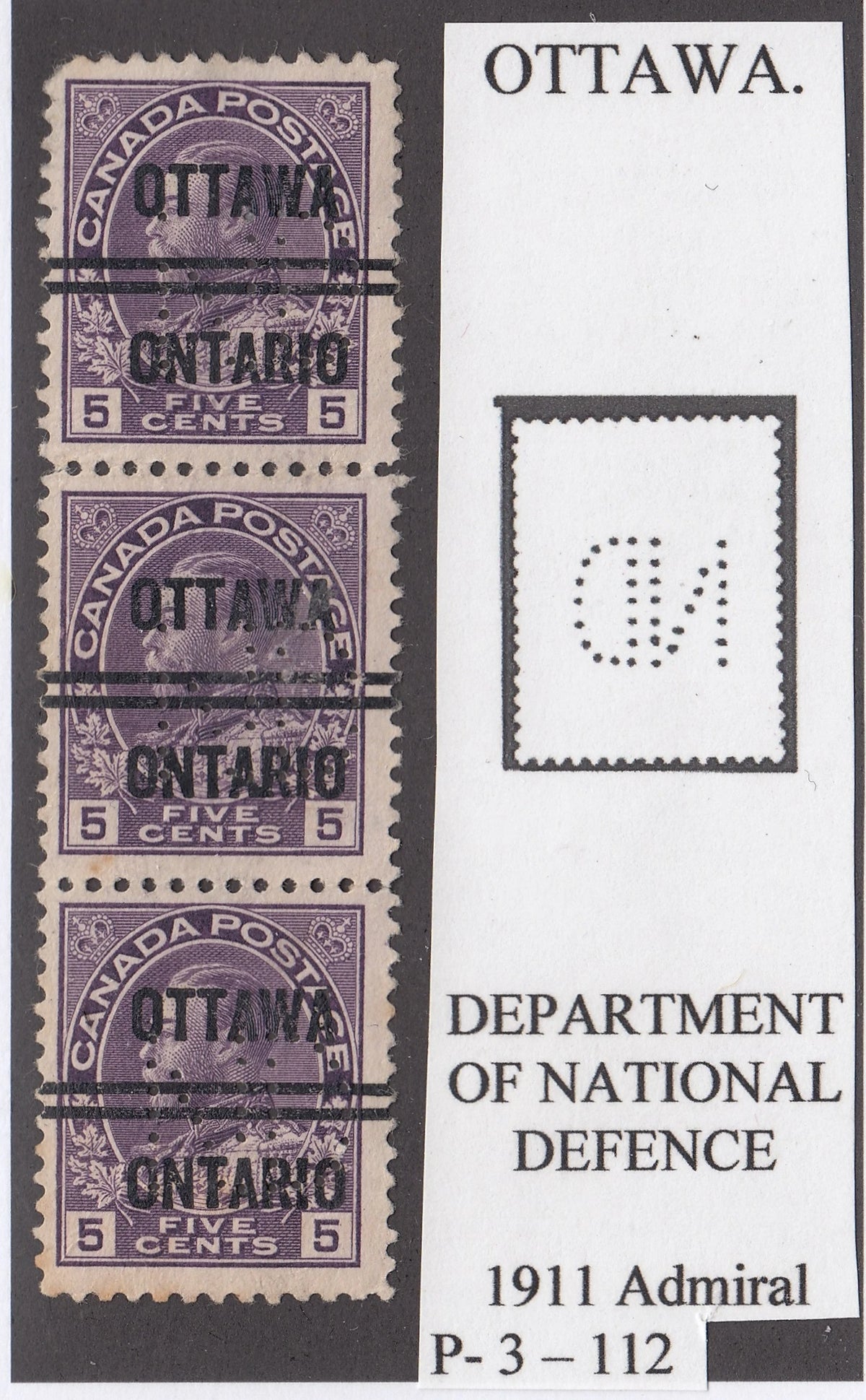 OTTA003112 - OTTAWA P-3-112  -  Rare Vertical Strip