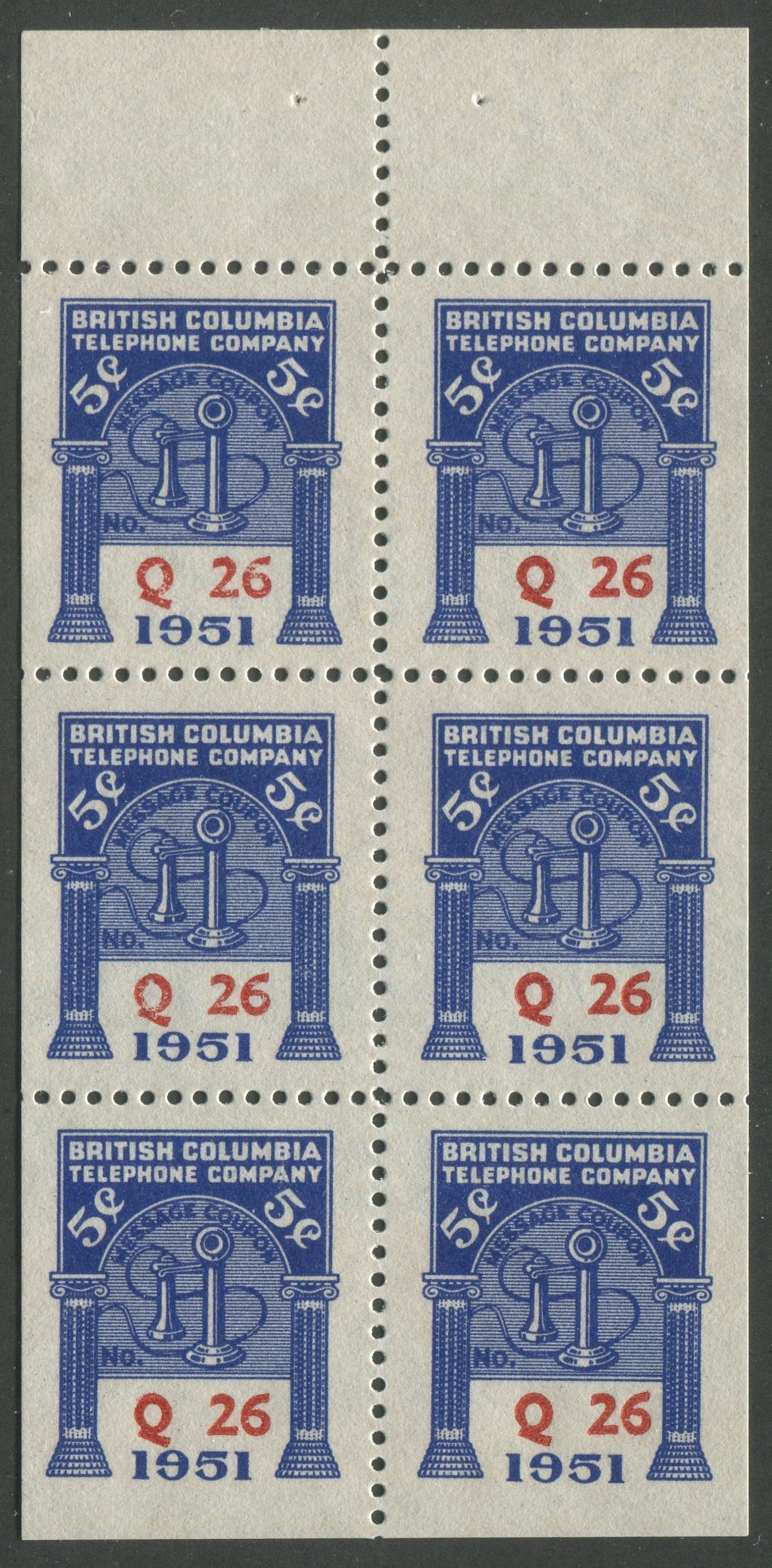 0261BC2302 - BCT163 - Mint Booklet Pane, Watermarked