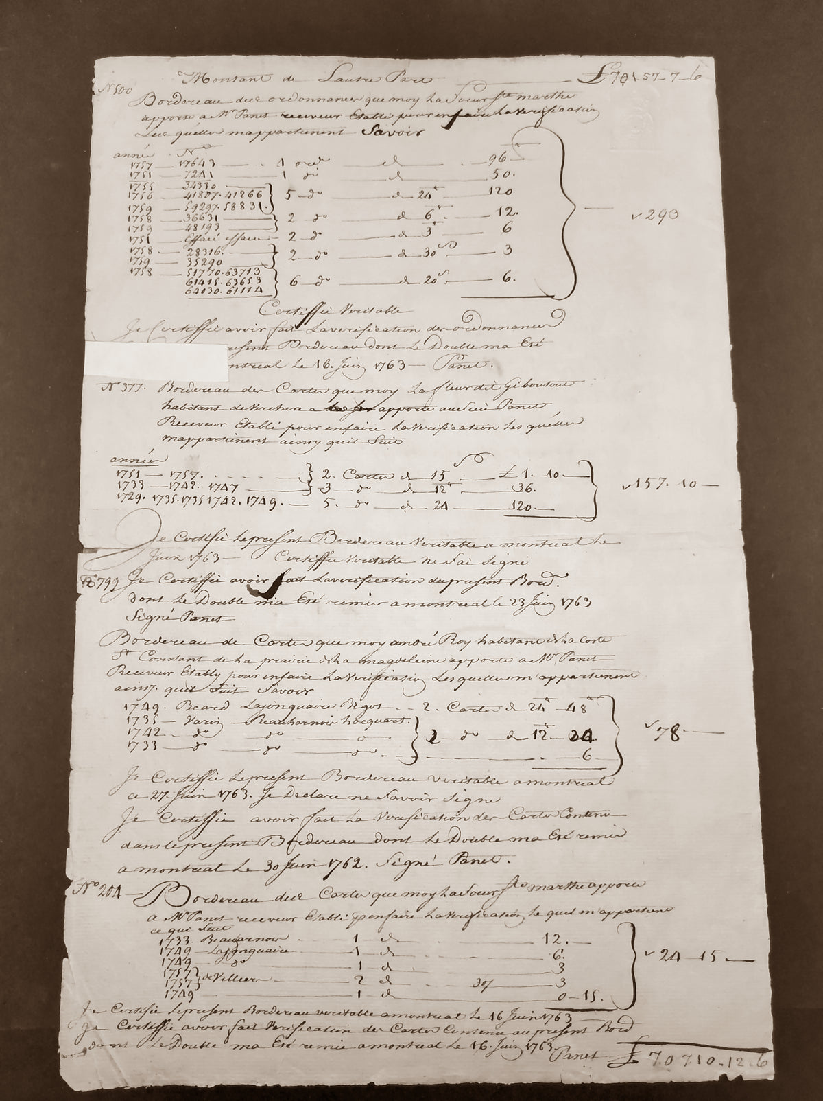 0000QC1801 - QAE1 (RM24) - 1765 America Embossed Revenue Document, Quebec City &amp; Trois Rivieres