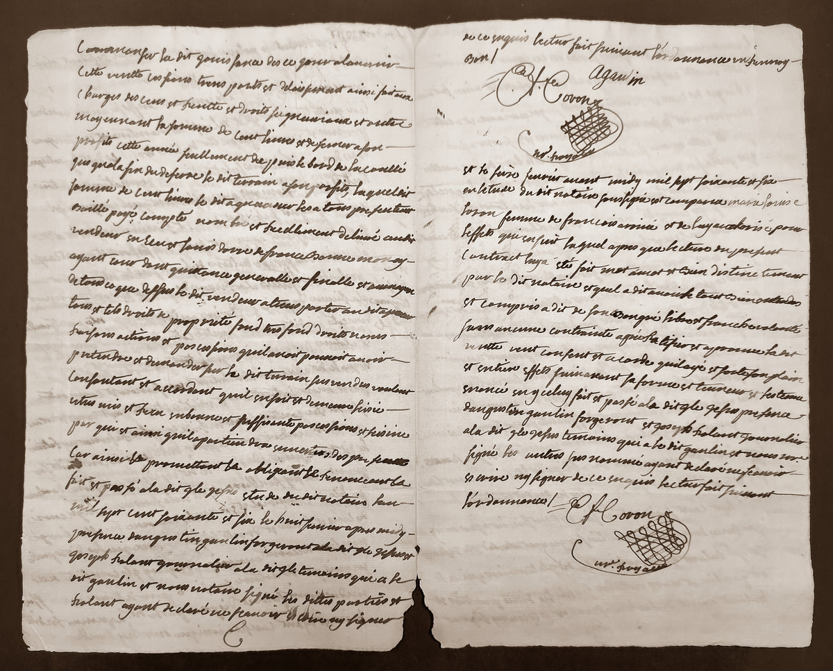 0000QC1806 - QAE6 (RM27) - 1765 America Embossed Revenue Document, Quebec City &amp; Trois Rivieres