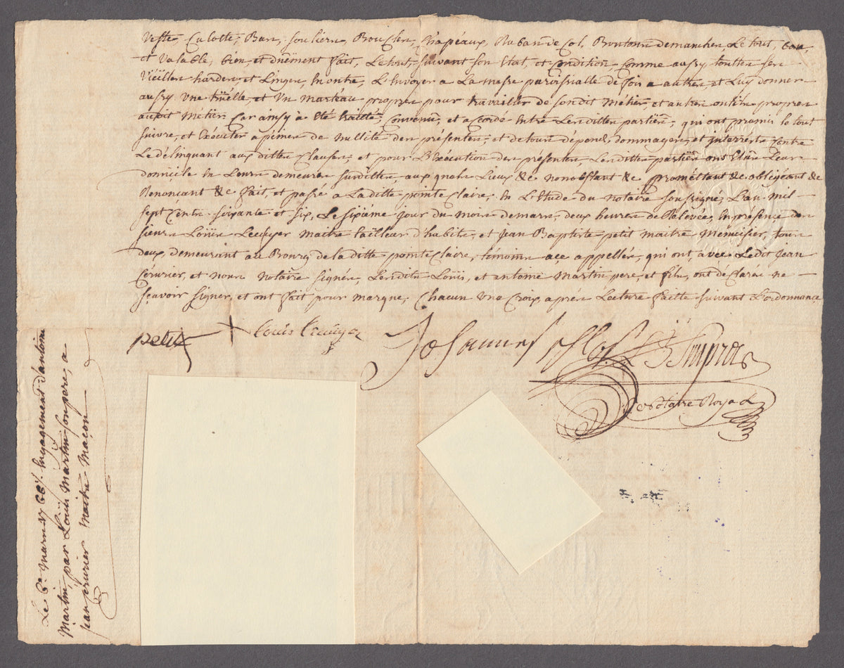 0000QC1810 - QAE10 (RM30) - 1765 America Embossed Revenue Document, Quebec City &amp; Trois Rivieres