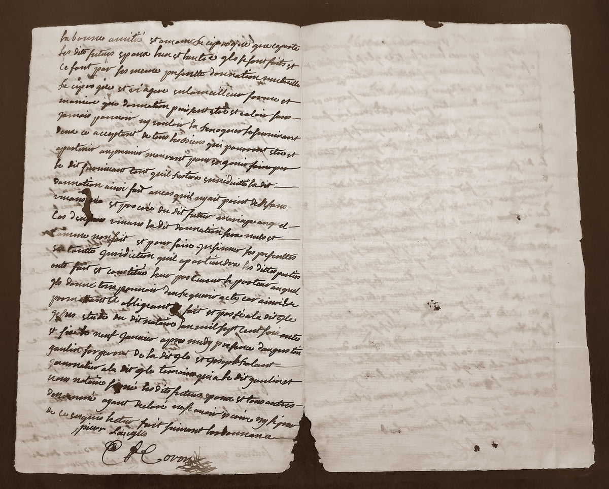 0000QC1809 - QAE9 (RM30) - 1765 America Embossed Revenue Document, Quebec City &amp; Trois Rivieres