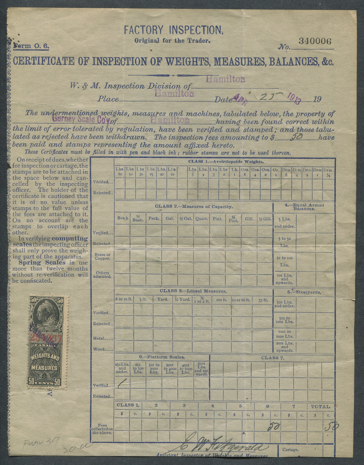 0152FD2304 - FWM39 - Weights &amp; Measures Document
