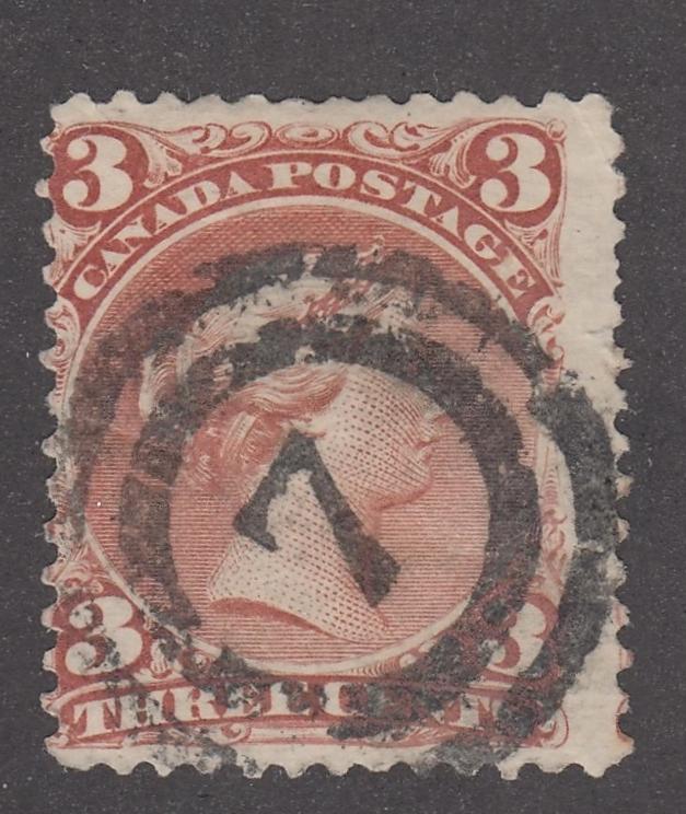 0025CA2201 - Canada #25 - 2 Ring Numeral Cancel &#39;7&#39;