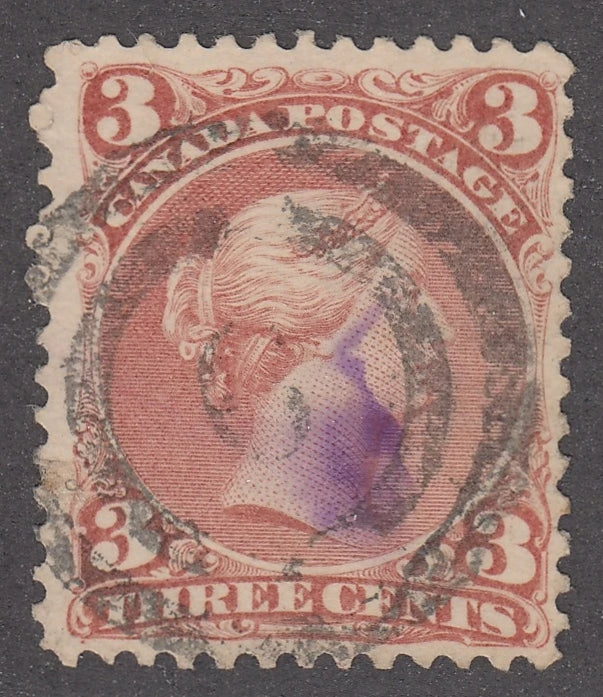 0025CA2103 - Canada #25, 2-Ring Numeral Cancel &#39;6&#39;