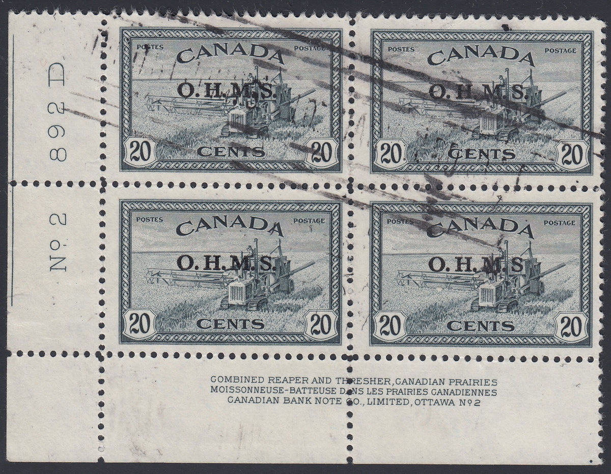 0354CA1805 - Canada O8a - Used Plate Block of 4