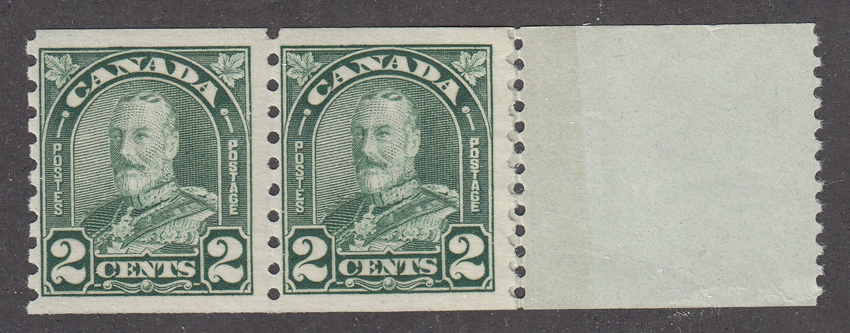 0180CA2103 - Canada #180 - Mint Coil Pair End Strip