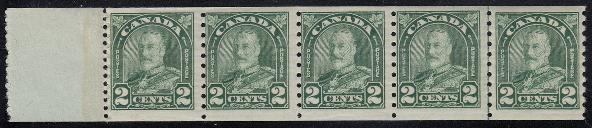 0180CA2103 - Canada #180i - Mint Coil Start Strip, Line Pair