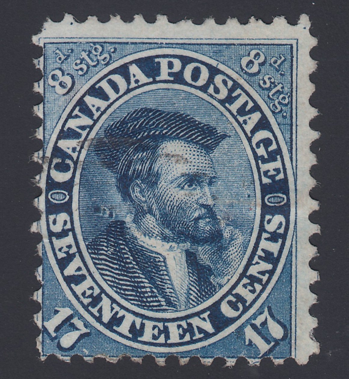 0019CA1808 - Canada #19iii - Used, &#39;Burr Over Shoulder&#39; Variety