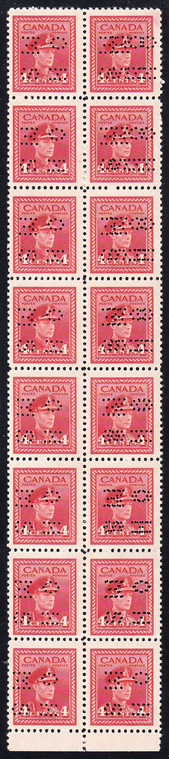 0315CA1801 - Canada O254 &#39;F X&#39; - Mint Block of 16, DOUBLING PROGRESSION