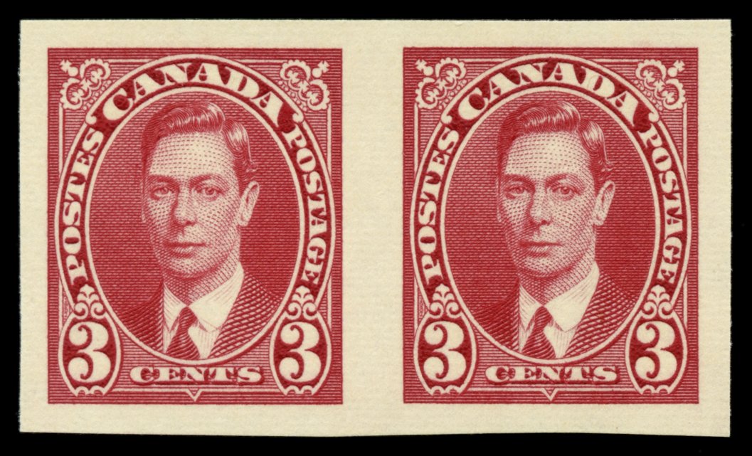0233CA1708 - Canada #233bi - Mint Imperf Pair, Crease on Collar Variety