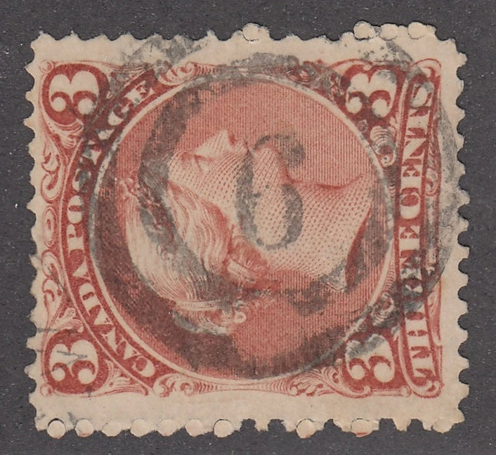 0025CA2103 - Canada #25, 2-Ring Numeral Cancel &#39;6&#39;