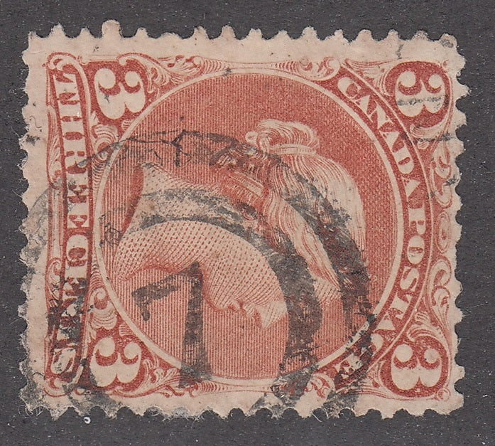 0025CA2103 - Canada #25, 2-Ring Numeral Cancel &#39;7&#39;