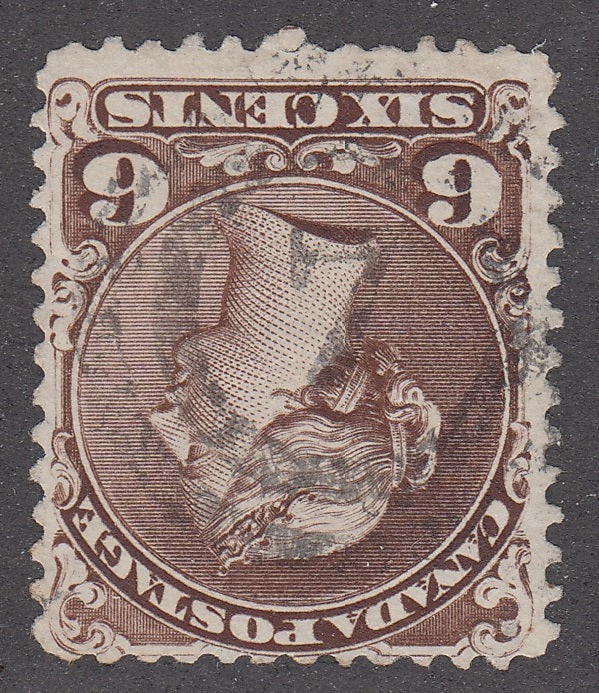 0027CA2103 - Canada #27, 2-Ring Numeral Cancel &#39;7&#39;