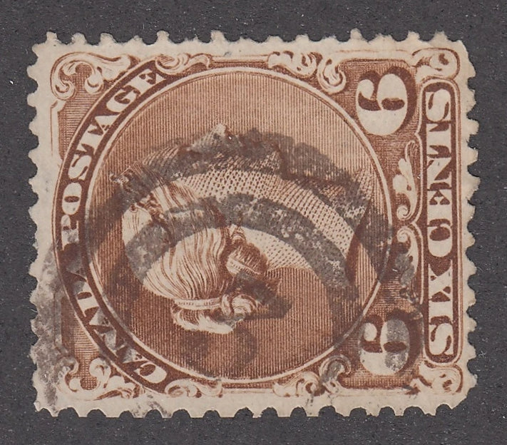 0027CA2104 - Canada #27a, 2-Ring Numeral Cancel &#39;3&#39;