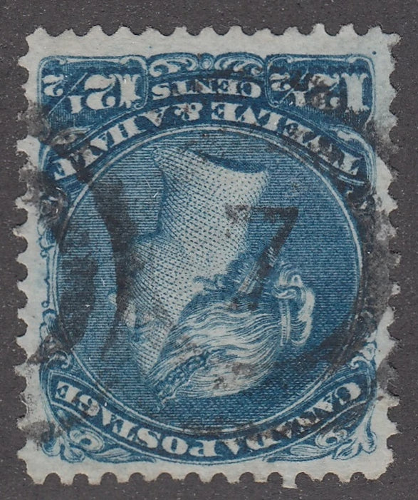 0028CA2103 - Canada #28, 2-Ring Numeral Cancel &#39;7&#39;