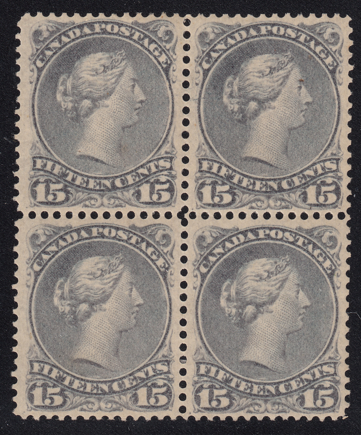 0030CA1708 - Canada #30v - Mint &#39;Cracked Plate&#39; Variety Block of 4