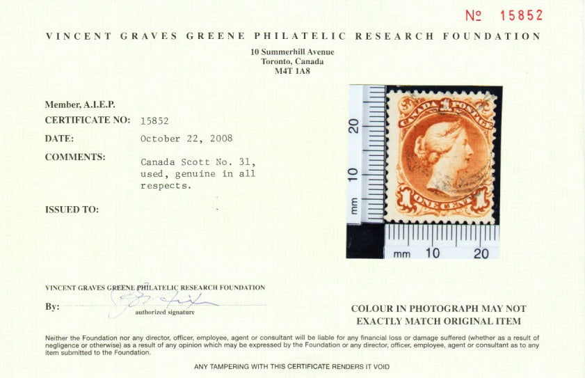 0031CA2202 - Canada #31, VGG Certificate
