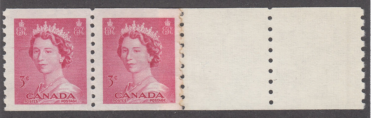 0332CA2103 - Canada #332 - Mint Coil Pair End Strip
