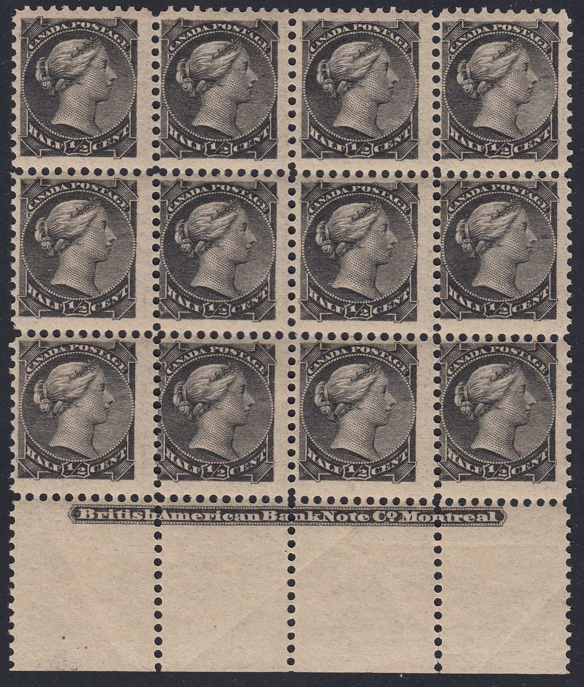0034CA1801 - Canada #34 Mint Plate Block of 12