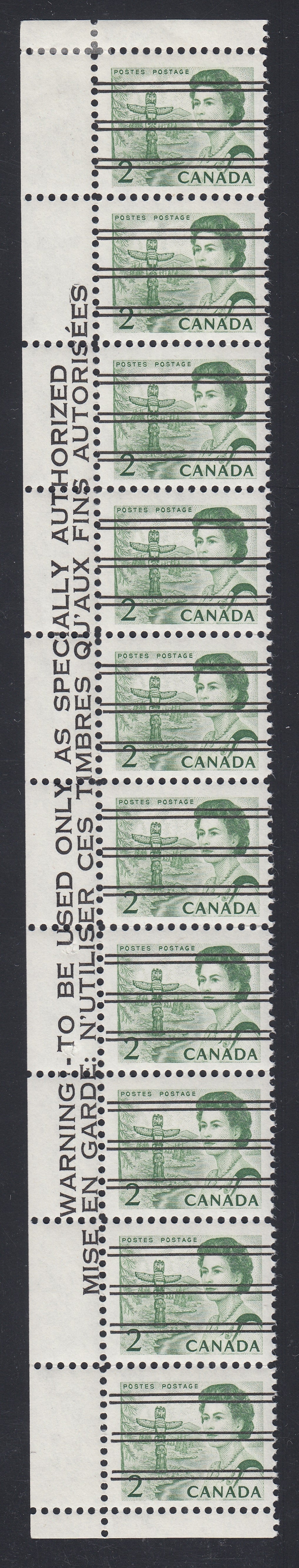 0455CA1802 - Canada #455xx, Warning Strip of 10