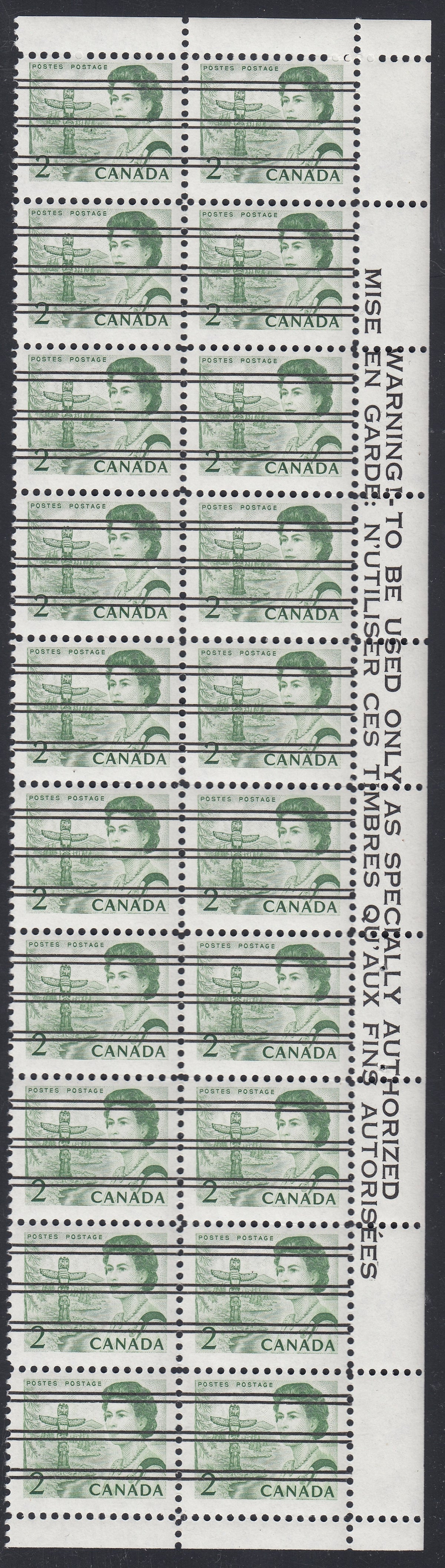 0455CA1802 - Canada #455xx, Warning Strip of 20