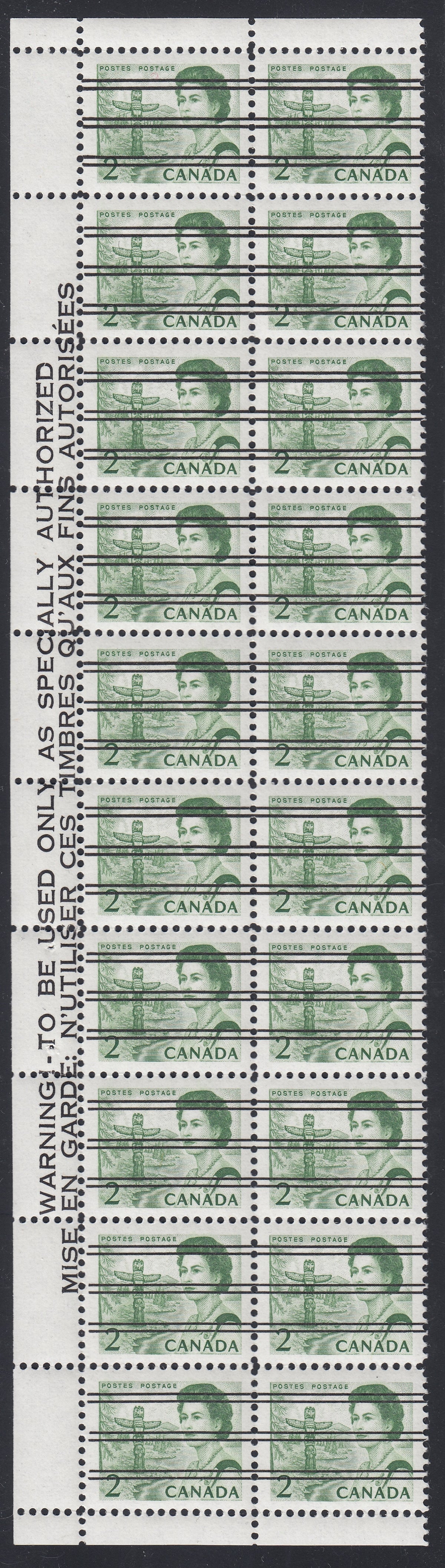 0455CA1802 - Canada #455xx, Warning Strip of 20