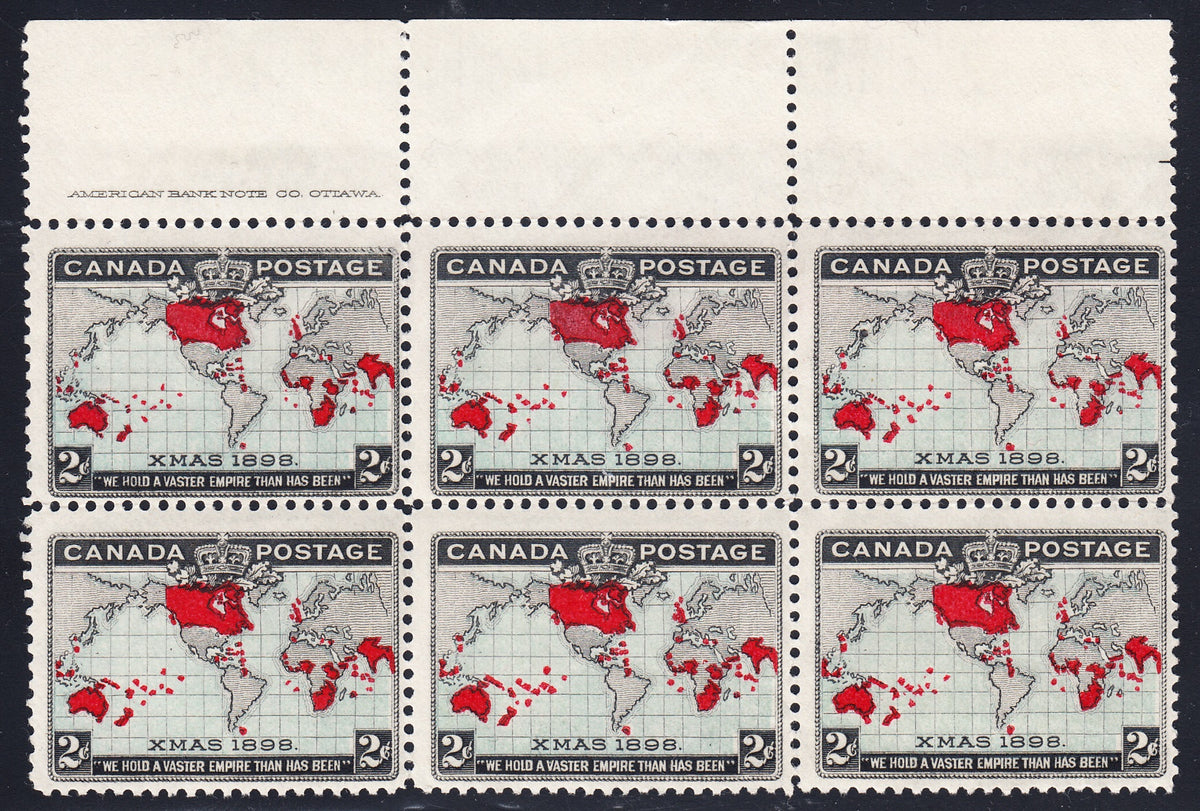 0086CA1810 - Canada #86, Inscription Block of 6, Major Re-entry