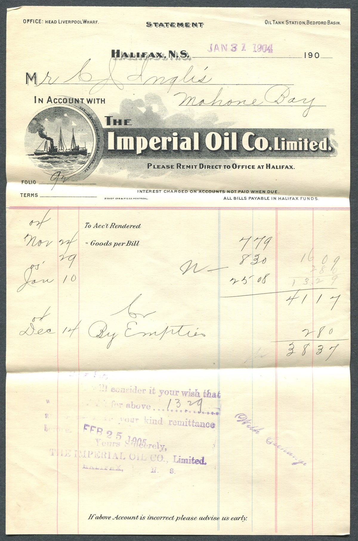 0090NS1903 - #90 on &#39;IMPERIAL OIL COMPANY&#39; Advertising Cover