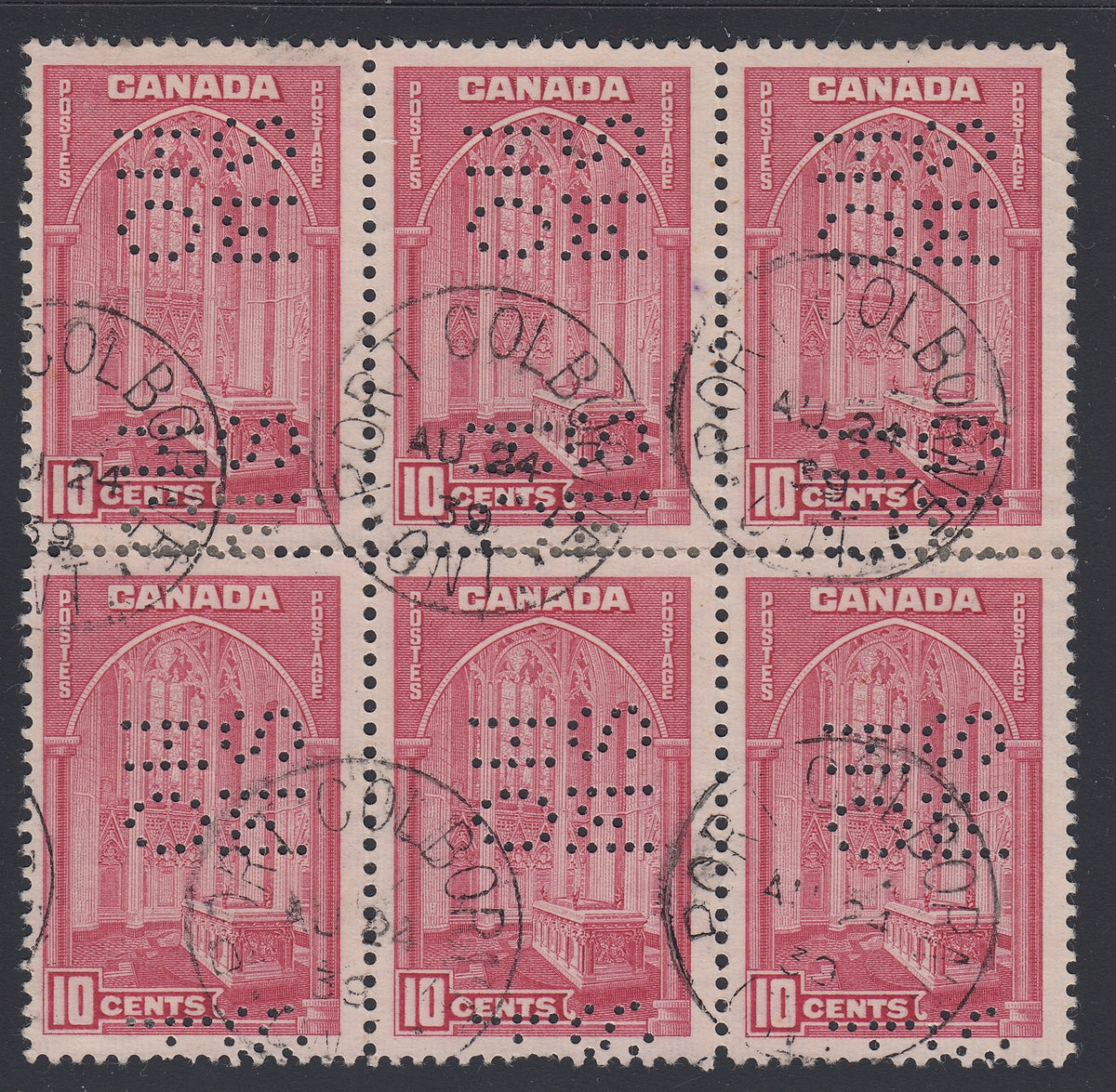 0266CA1804 - Canada OA241as &#39;E&#39; Used Block of 6