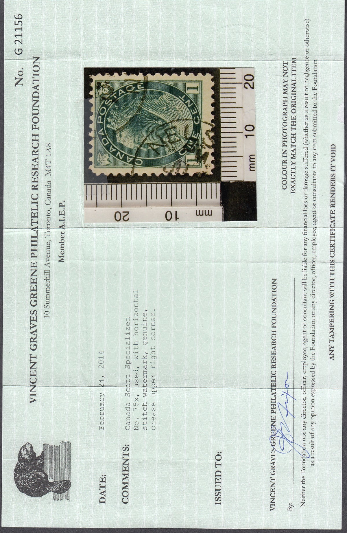 0075CA1805 - Canada #75x - Used Stitch Watermark