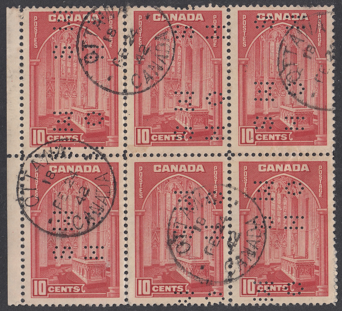 0302CA2202 - Canada O241 - Used Block of 6