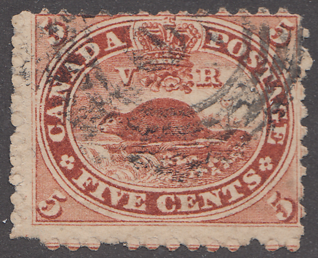 0015CA2202 - Canada #15 - 4 Ring Numeral Cancel &#39;5&#39;