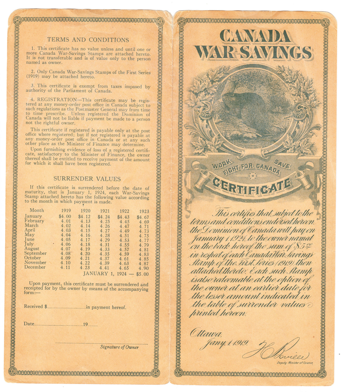 0002WS1708 - FWS2 - Used  War Savings Certificate