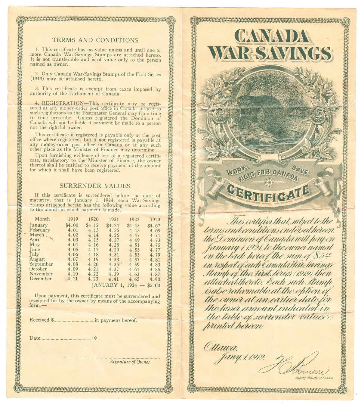 0002WS1708 - FWS2 - Mint War Savings Certificate