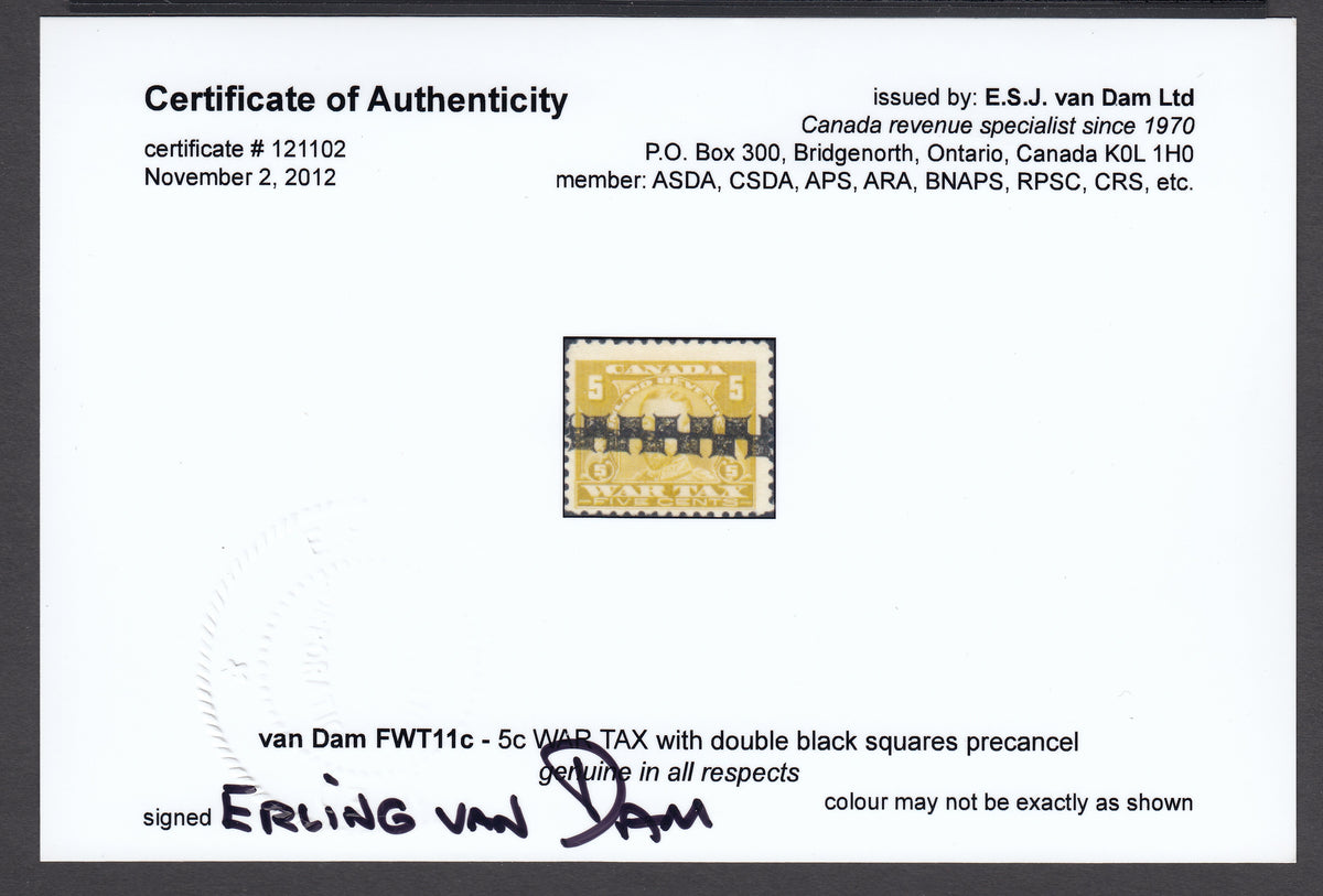 0020WT1803 - FWT11c - Used, 2012 Certificate