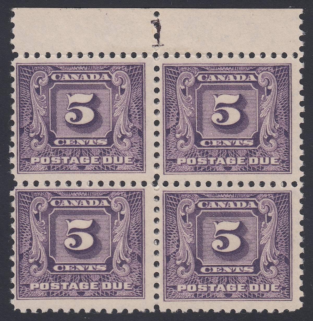 0125CA1805 - Canada J9 - Mint Plate Block of 4