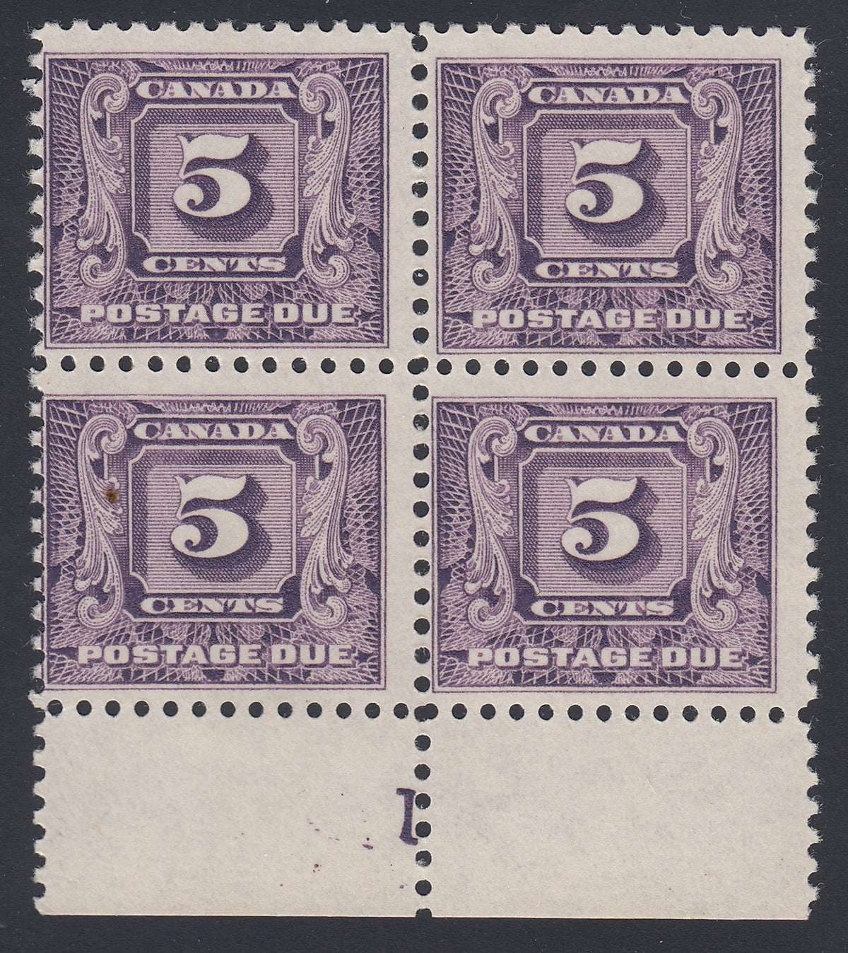 0125CA1805 - Canada J9 - Mint Plate Block of 4