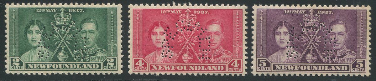 0230NF2301 - Newfoundland #230-232 - Mint SPECIMEN Perfin Set