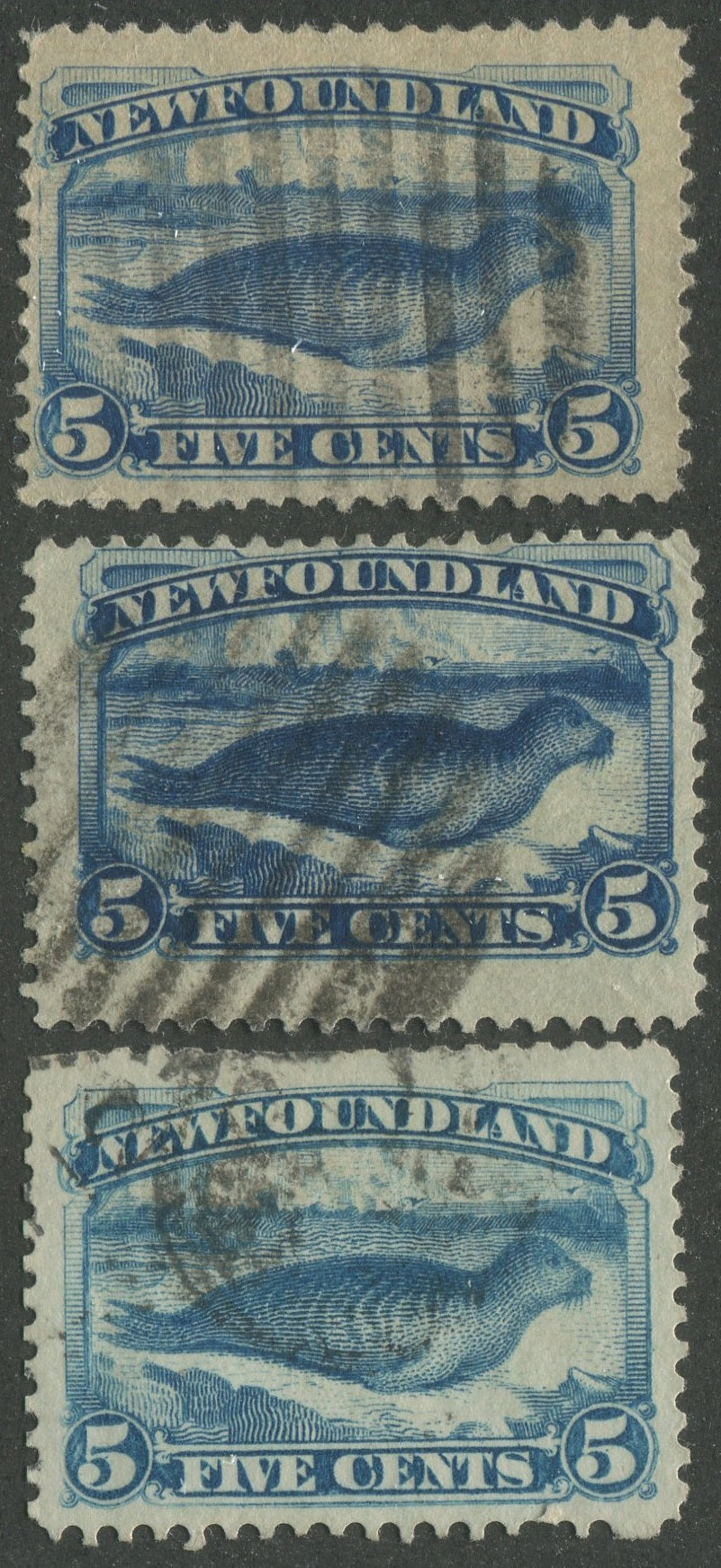 0053NF2209 - Newfoundland #53, 54, 55 - Used
