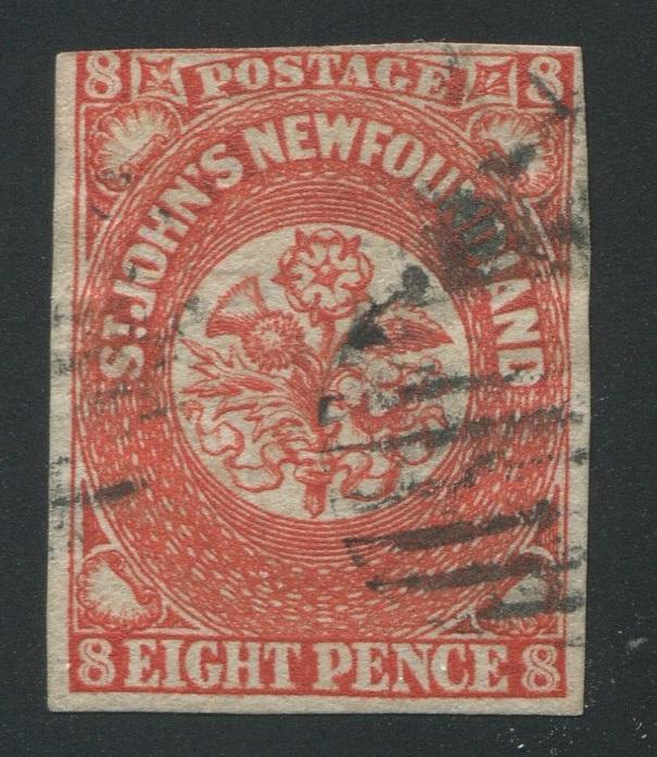 0008NF1708 - Newfoundland #8 - Used - Deveney Stamps Ltd. Canadian Stamps