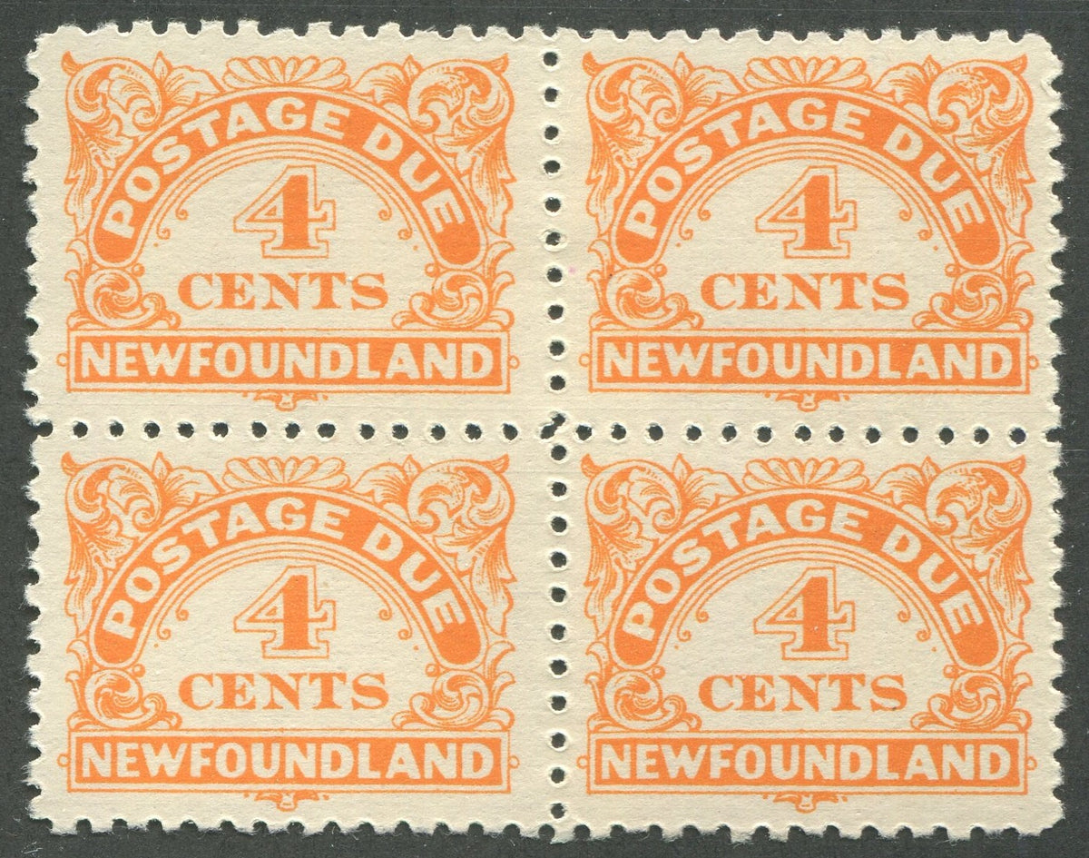 0293NF1810 - Newfoundland J4 - Mint Block of 4