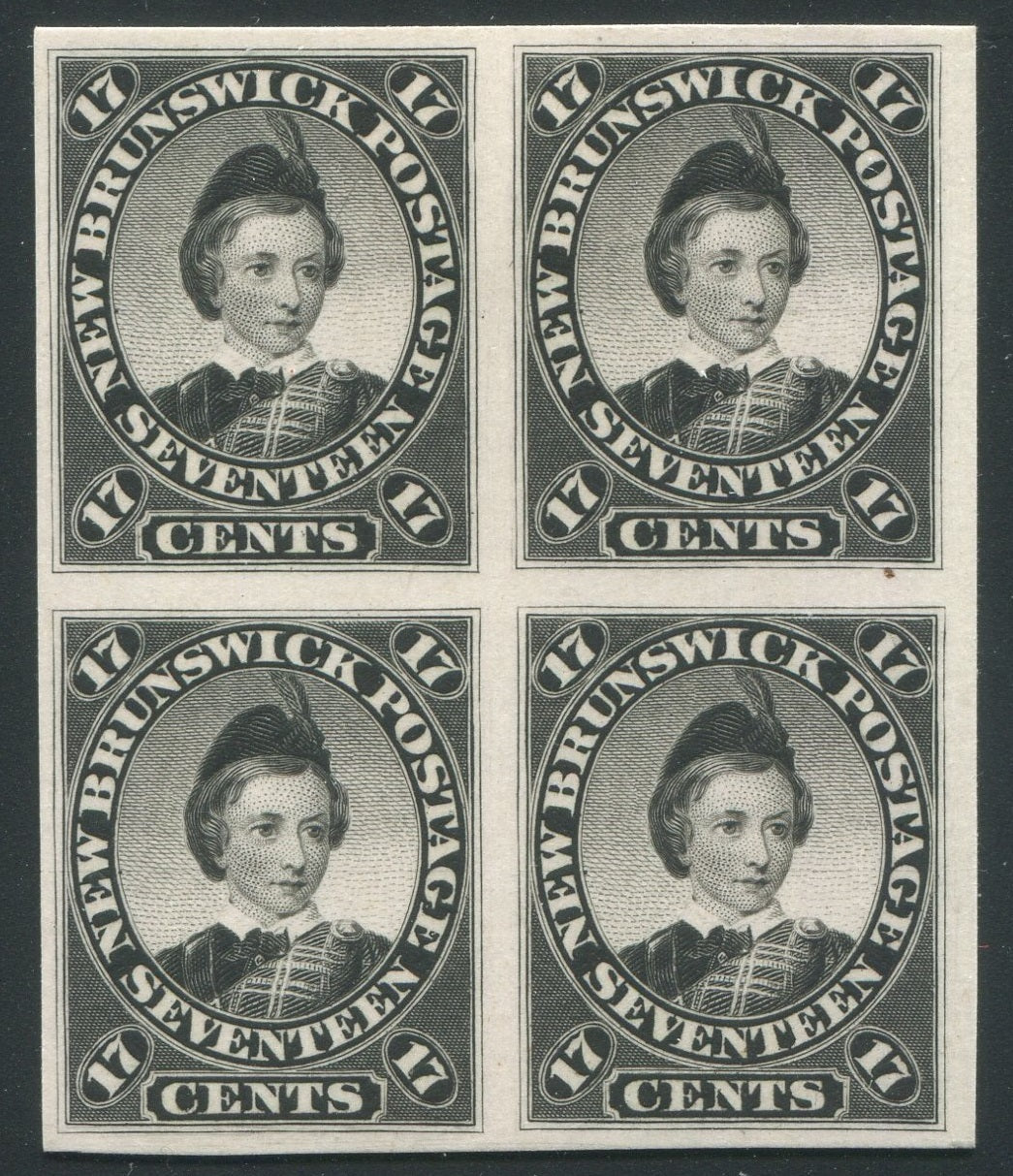 0011NB1910 - New Brunswick #11P - Plate Proof, Block of 4