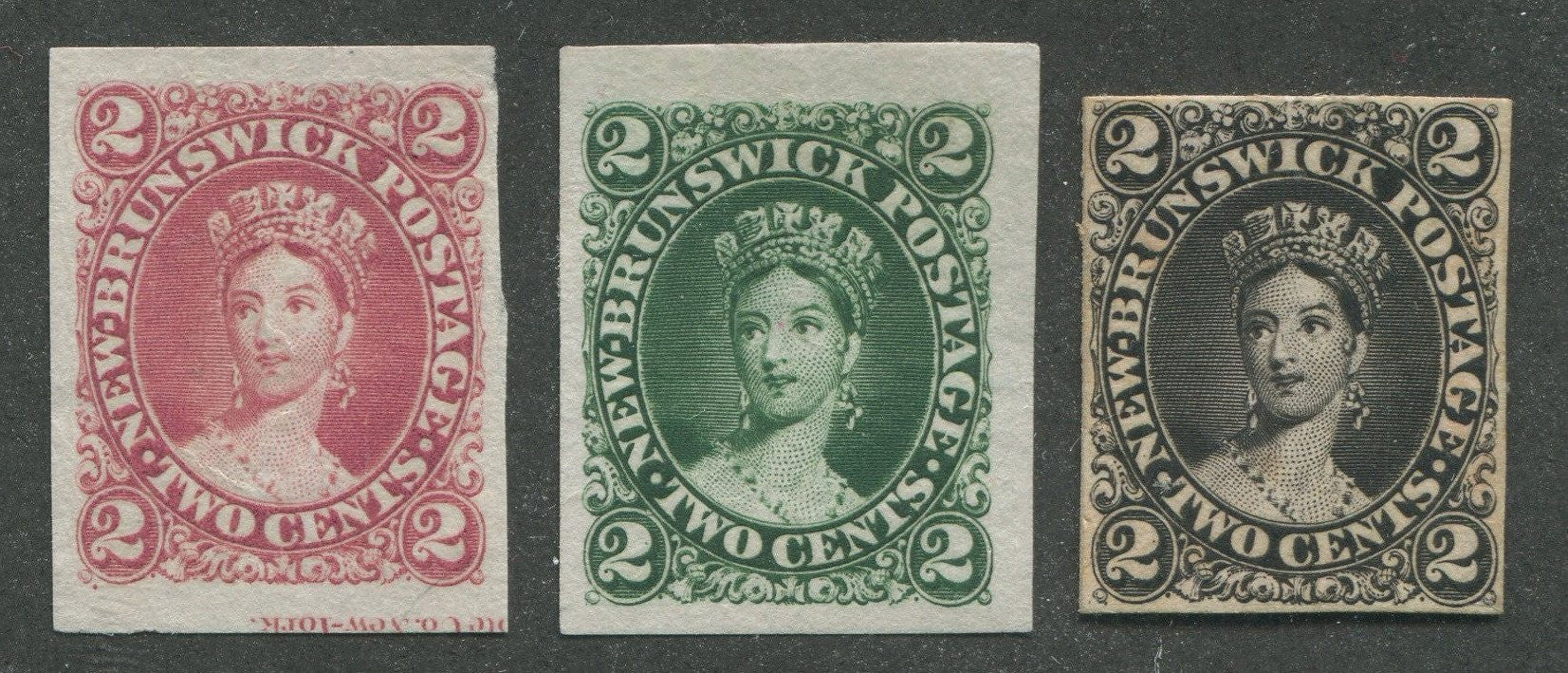 0007NB1707 - New Brunswick #7TC, 7TCi, 7TCii - Trial Colour Proofs - Deveney Stamps Ltd. Canadian Stamps