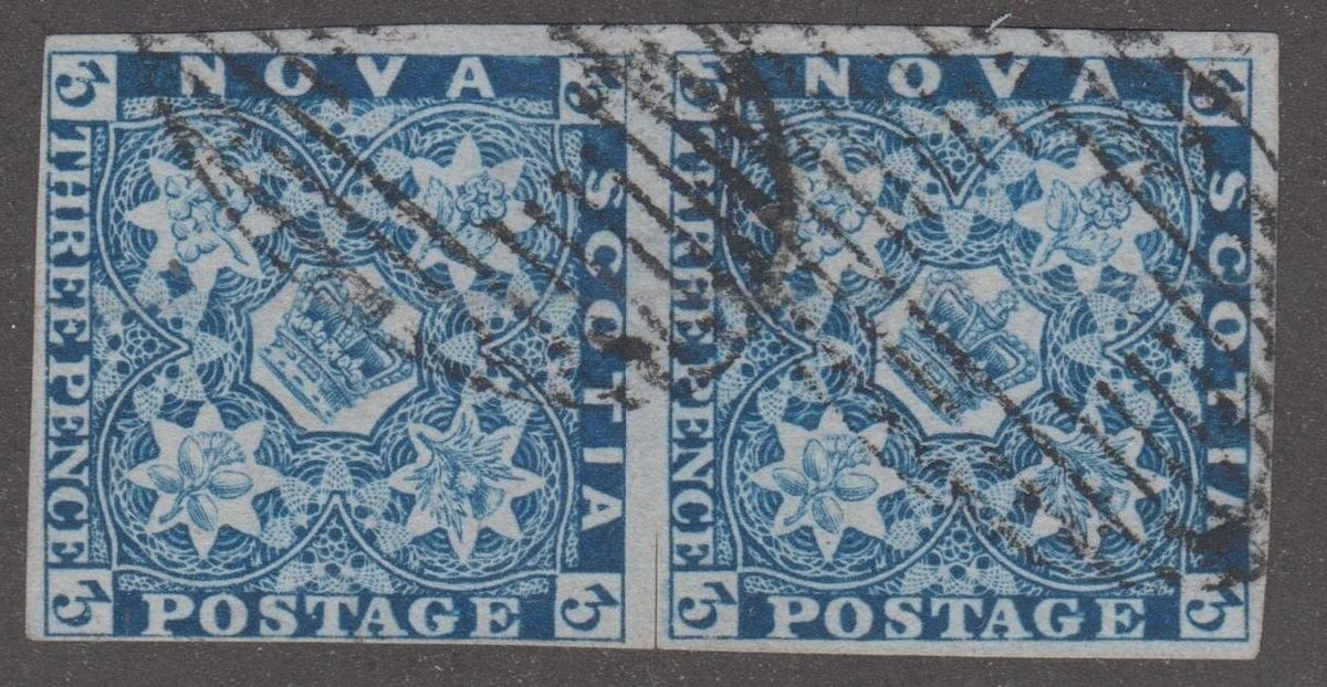 0003NS1709 - Nova Scotia #3 - Used Pair - Deveney Stamps Ltd. Canadian Stamps