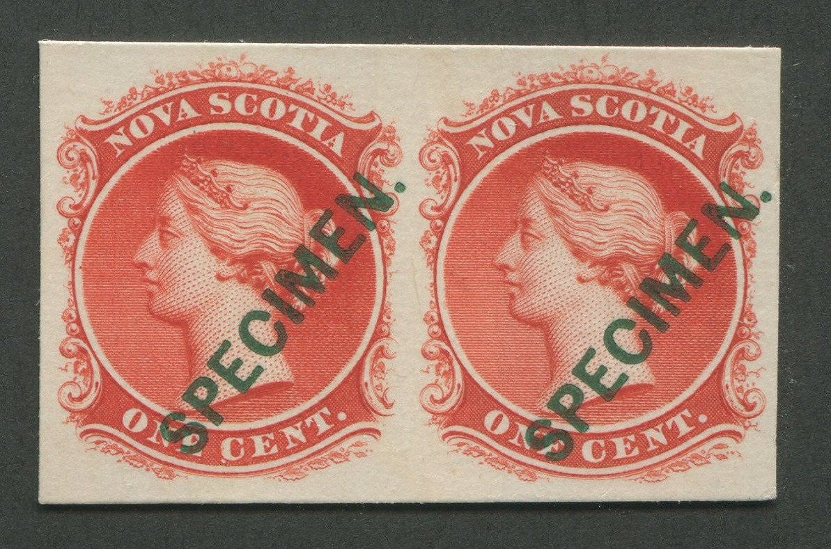 0008NS1707 - Nova Scotia #8TCiii - Trial Colour Proof, Pair - Deveney Stamps Ltd. Canadian Stamps