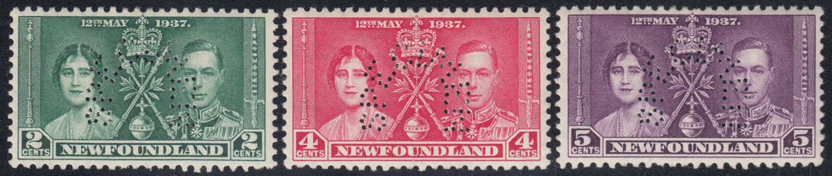 0230NF2301 - Newfoundland #230-232 - Mint SPECIMEN Perfin Set