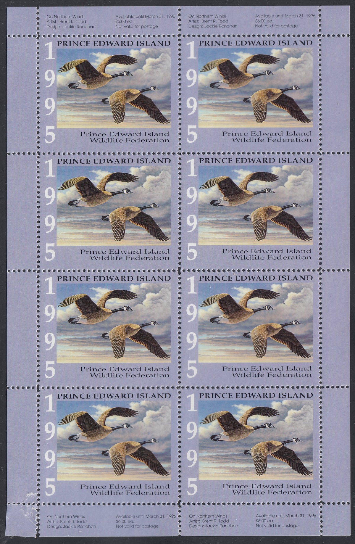 0195PE2207 - PEW1f - MINT COMPLETE SHEET OF 8